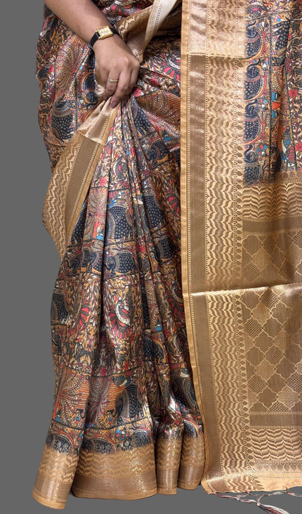 Brown Dolla Silk Designer Saree with Heritage Digital Print & Zari Border |DS31_1