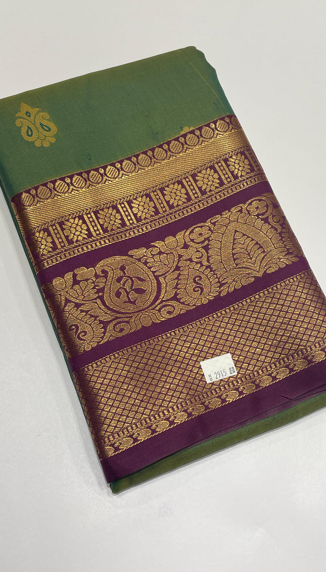 Bottle green semi kanchipuram silk saree|S8_2