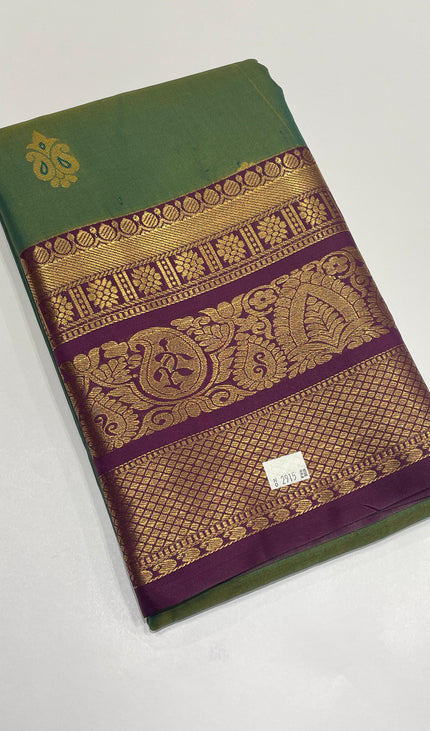 Bottle green semi kanchipuram silk saree|S8_2