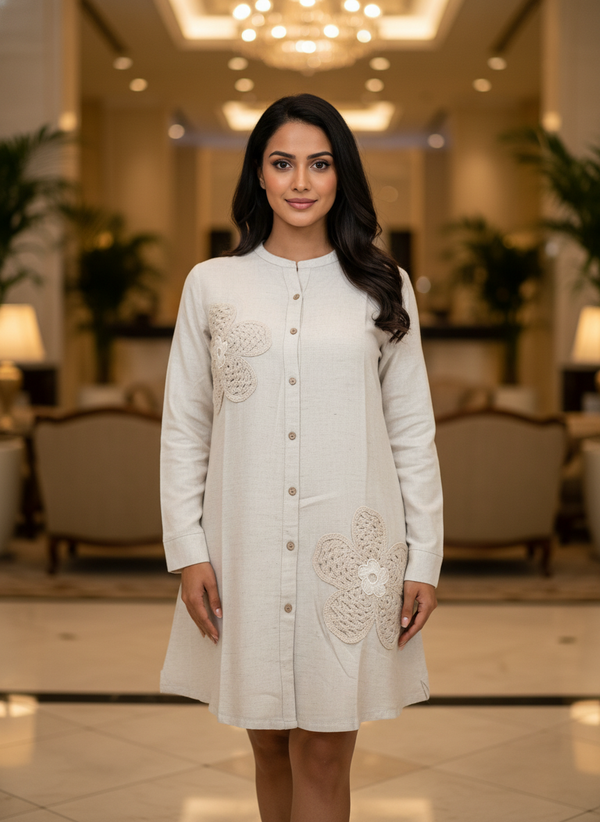 Cream New Summer Cotton Regular Fit Top|AS-00165