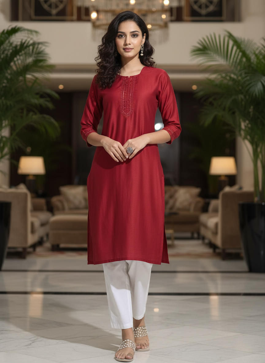 Mustard solid  straight cut kurta | AS-00166