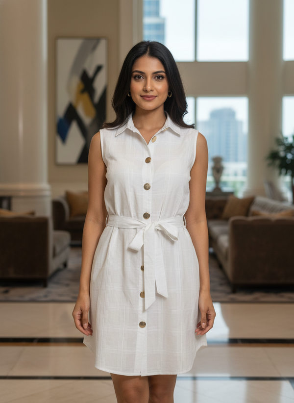 The White comfort party frock| AS-00189
