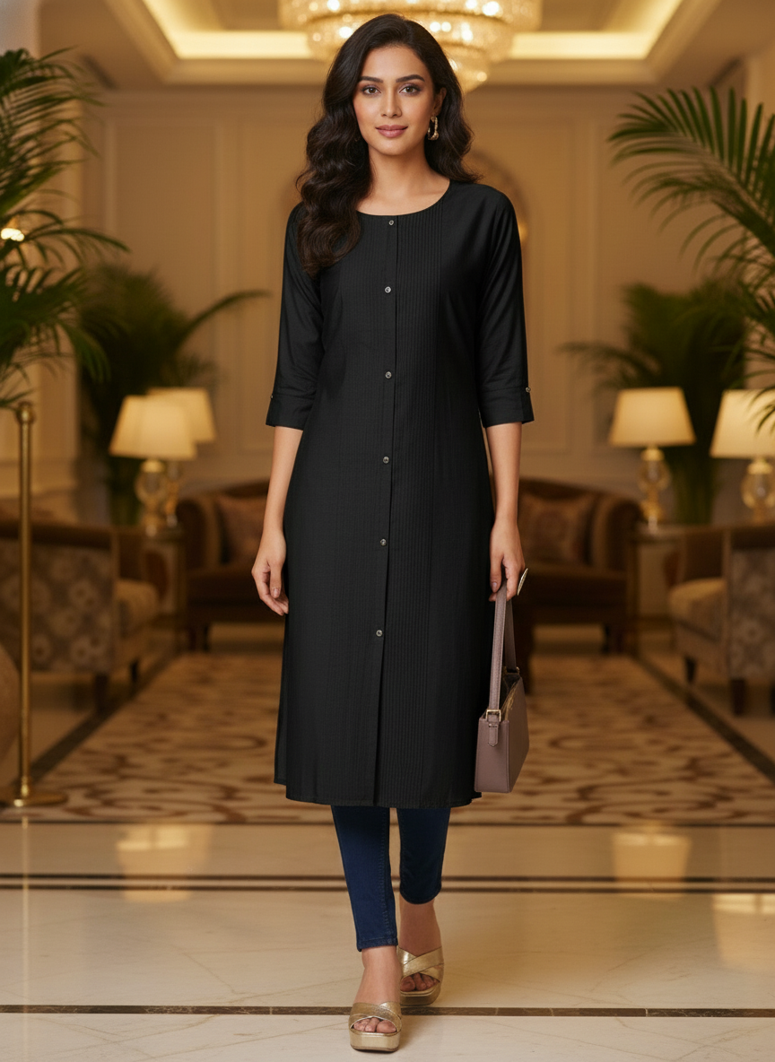 Red solid  straight cut kurta | AS-00168