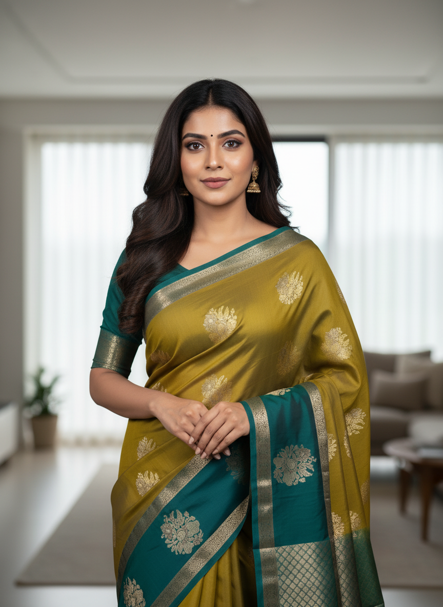Grey Kanchipuram Brocade Silk Saree With Butta Design| AS-00126