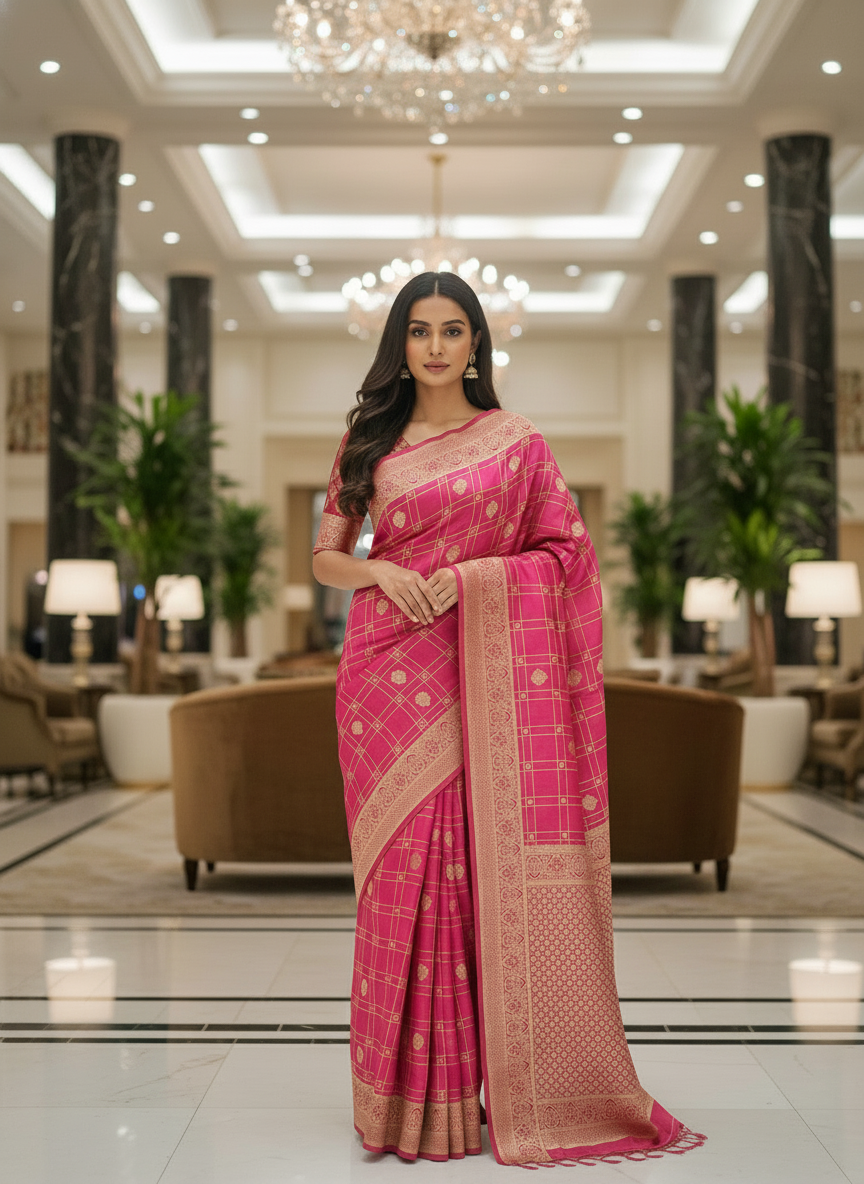Wine Silk Saree with Woven Border| AS-00243
