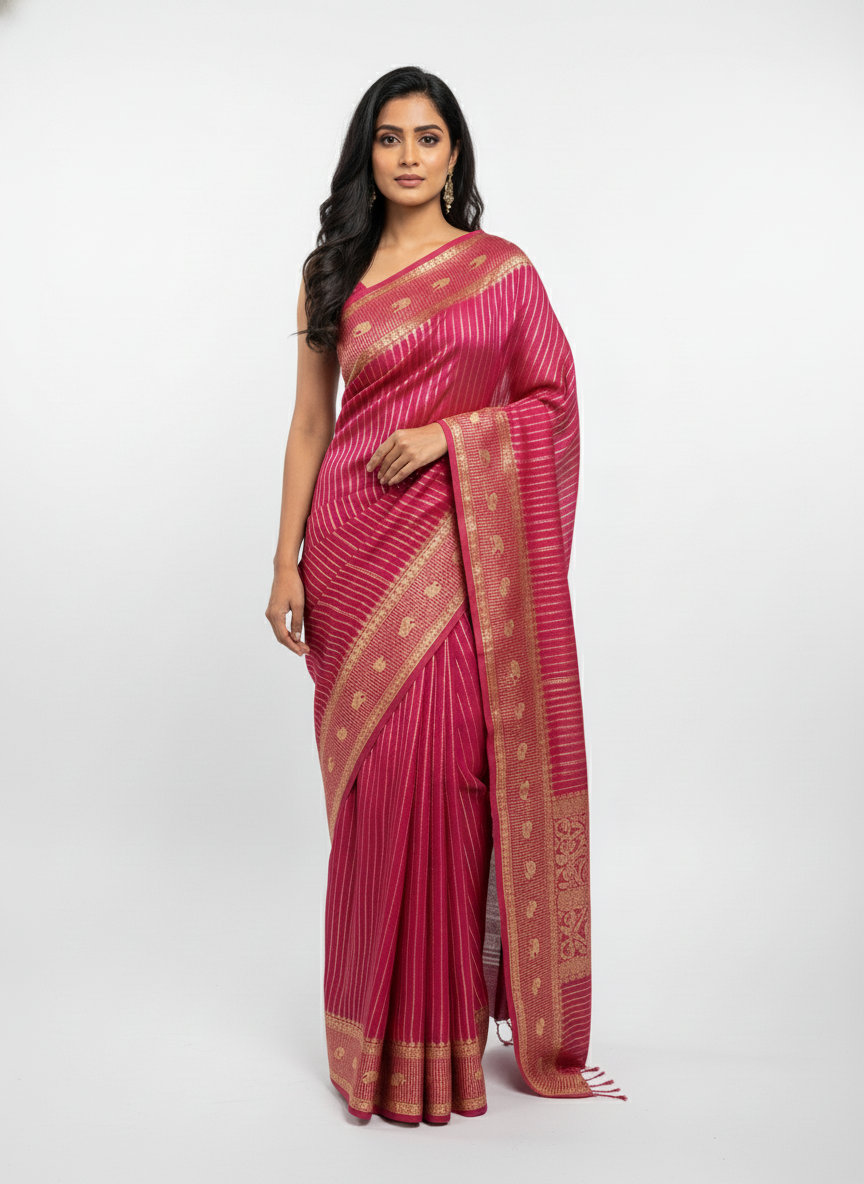 Rama green Silk Saree with Woven Border| AS-00241