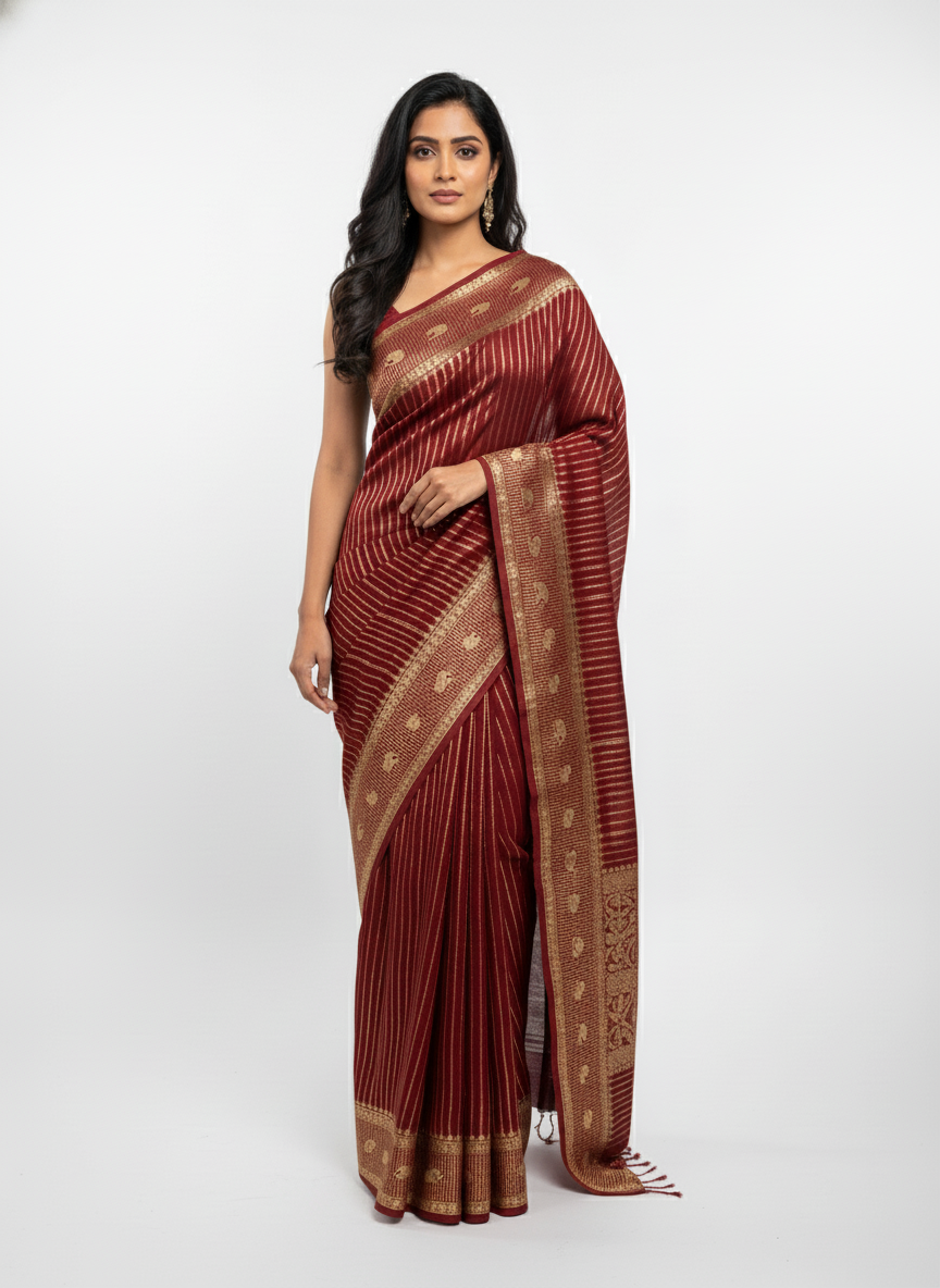 Rama green Silk Saree with Woven Border| AS-00241