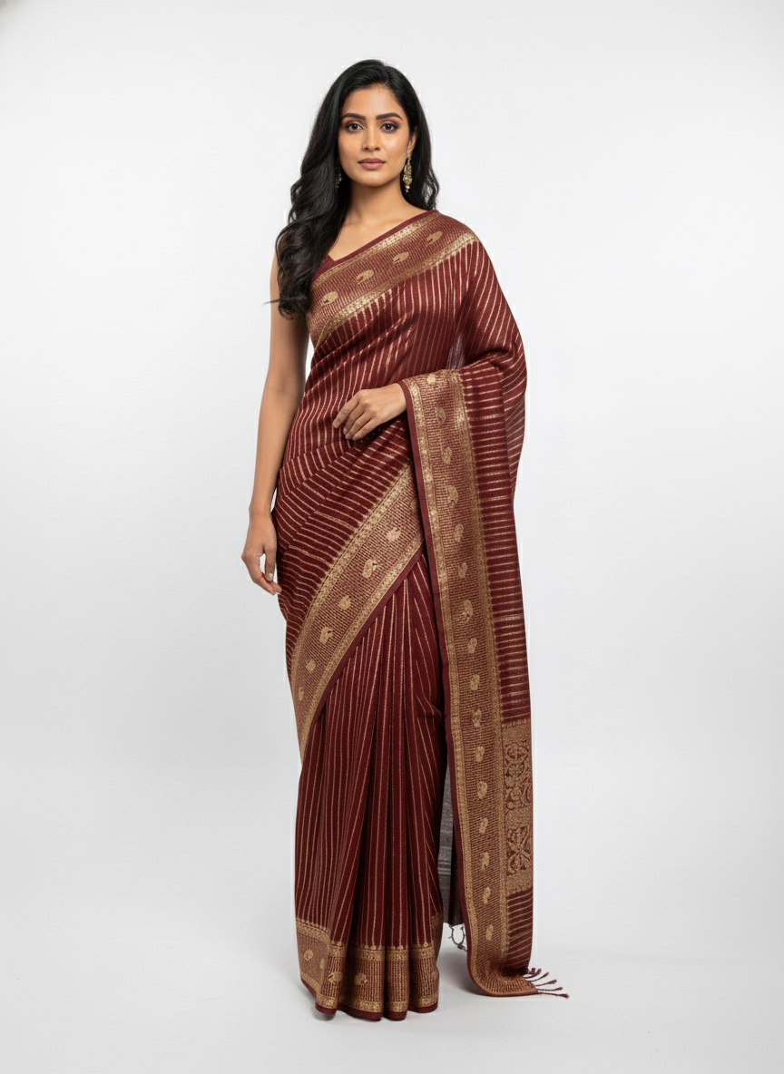 Rama green Silk Saree with Woven Border| AS-00241