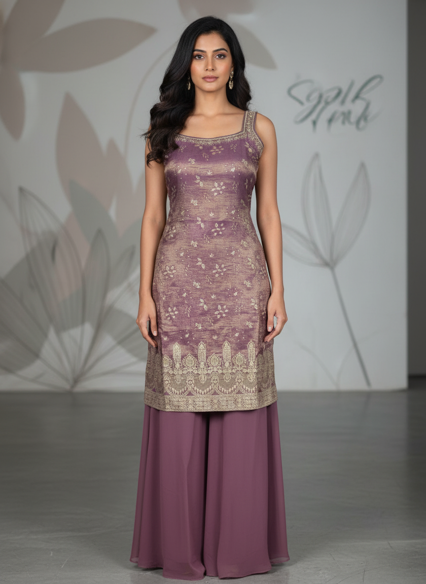 Bottle green silk Palazzo Set With Dupatta| AS-00255