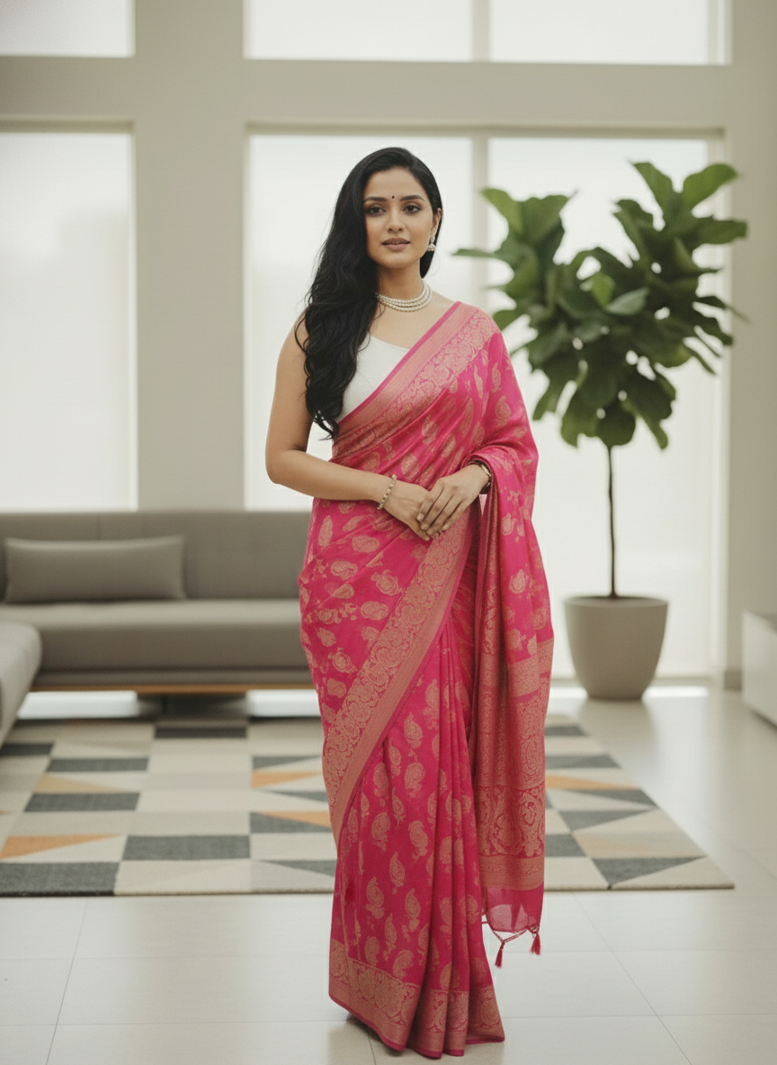 Black Floral Printed Chiffon Saree with Border| AS-00104