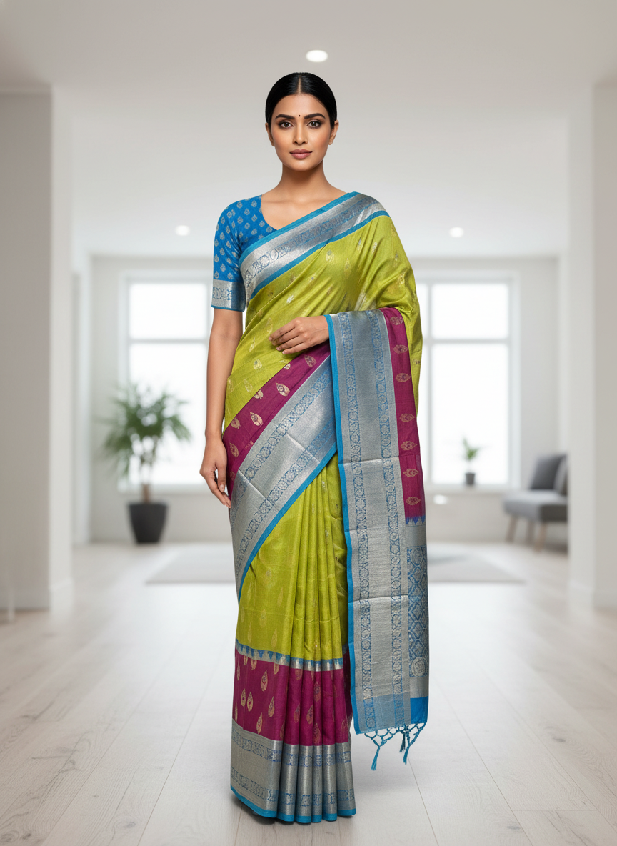 Green Pure Kancheepuram Silk Saree |AS-0084