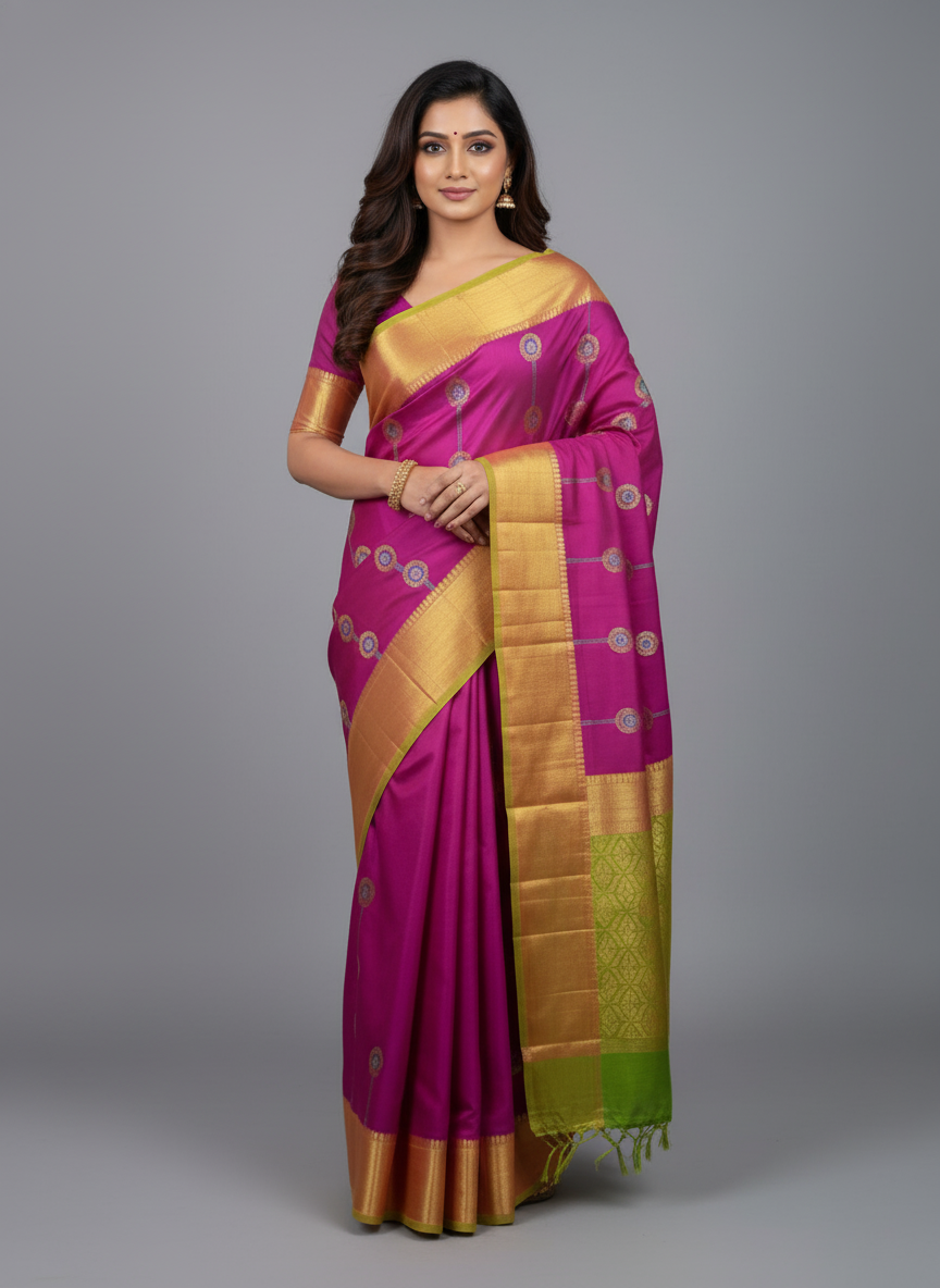 Purple  Pure Kancheepuram Silk Saree |AS-0076