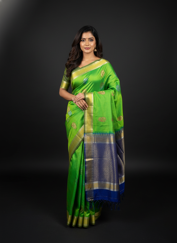 Green Pure Kancheepuram Silk Saree |AS-0069