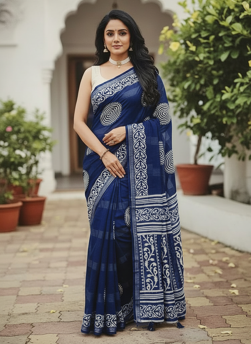Emerald wine Printed Soft chiffon Saree | AS-0093