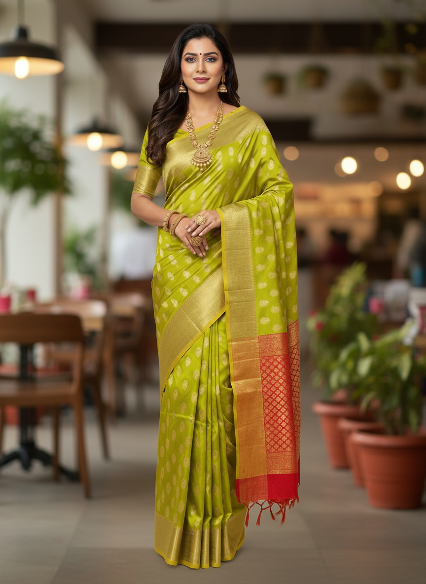 Parrot Green Pure Kancheepuram Silk Saree |AS-0074