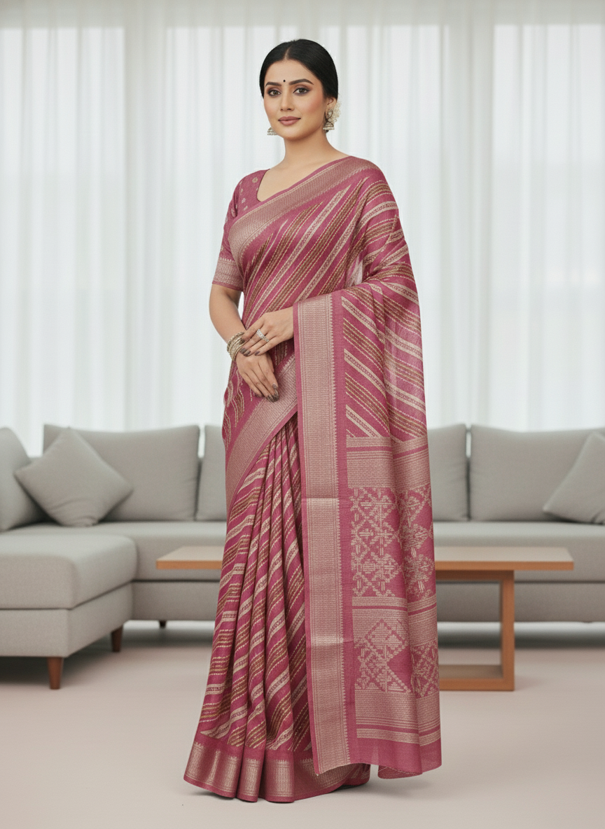 Emerald green Printed Soft chiffon Saree | AS-0097