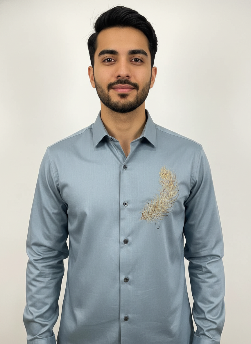 Men full sleeves thread work shirt| AS-M08