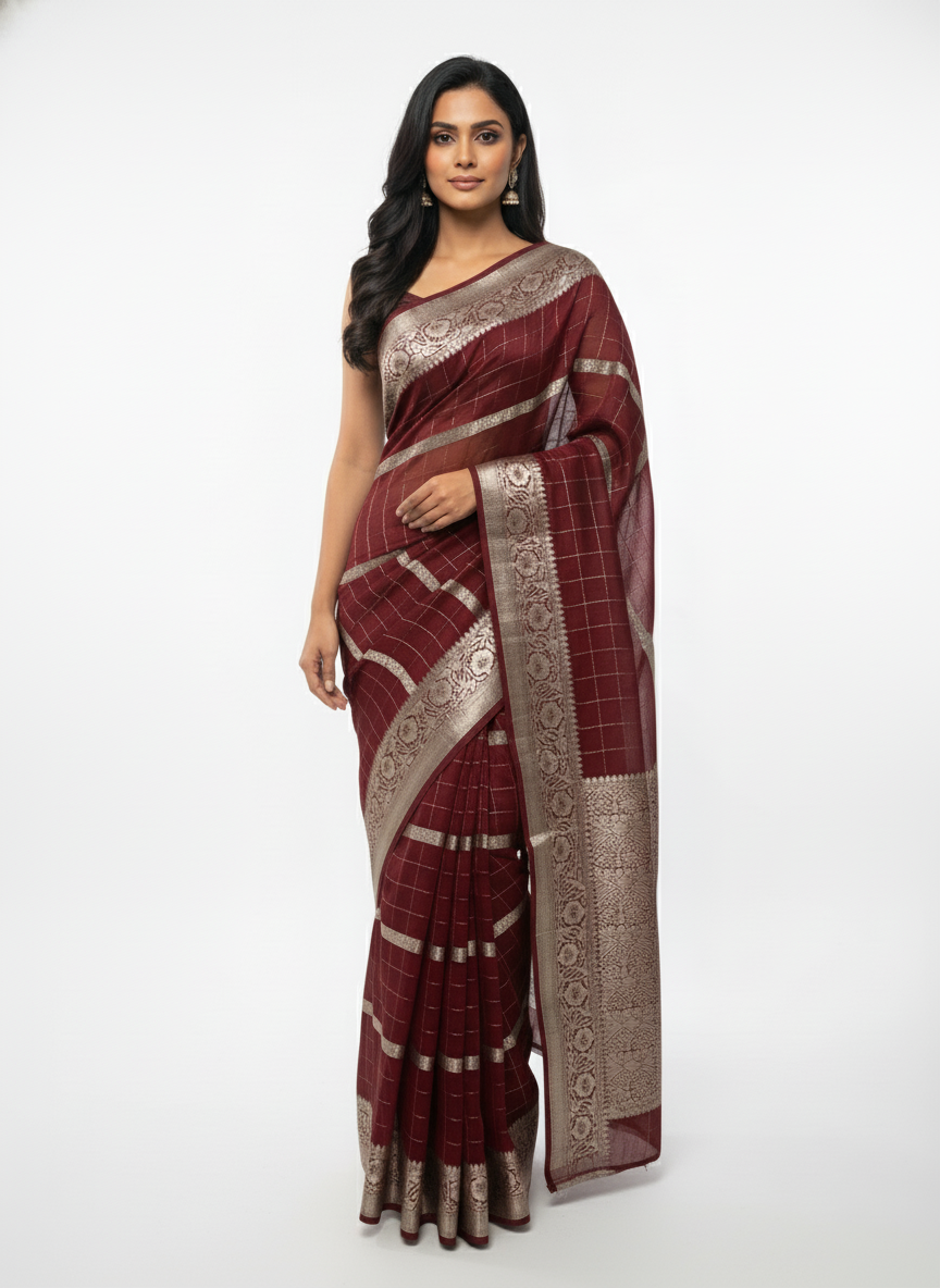 Parrot green  Silk Saree with Woven Border| AS-00242