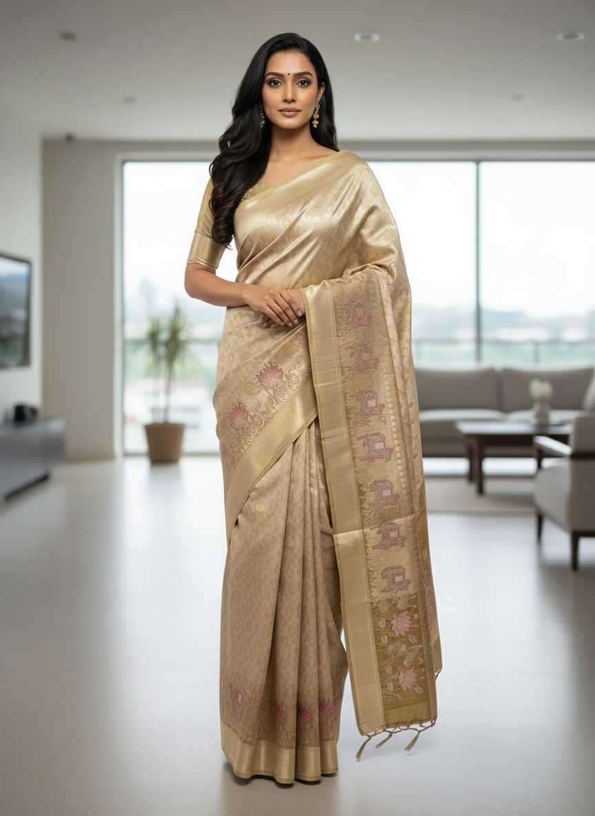 Semi silk Kanchipuram With Butta Design| AS-00135