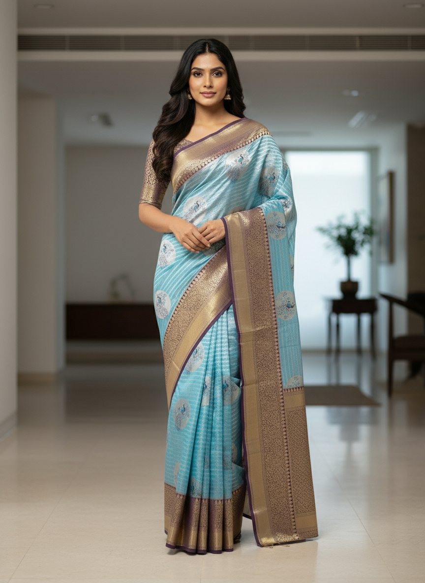 Semi silk Mustard Kanchipuram With Butta Design| AS-00134