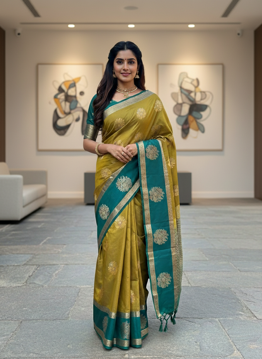 Grey Kanchipuram Brocade Silk Saree With Butta Design| AS-00126