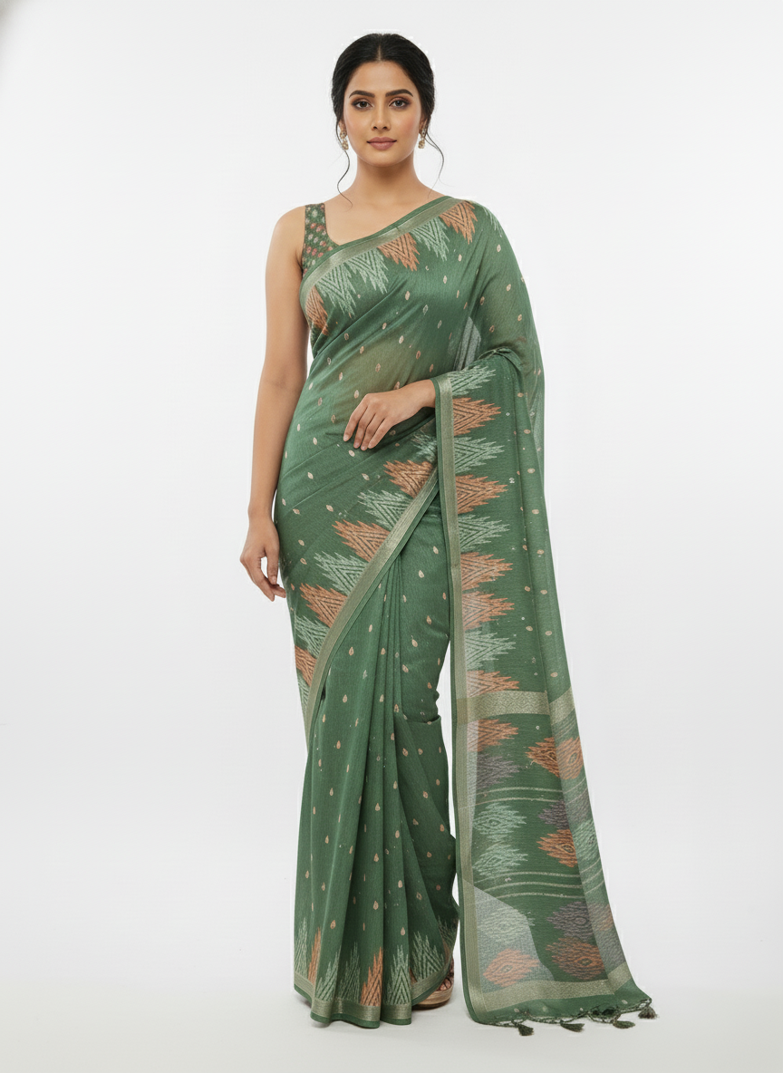 Pink Multicolor Saree with Pattern Print | AS-00114