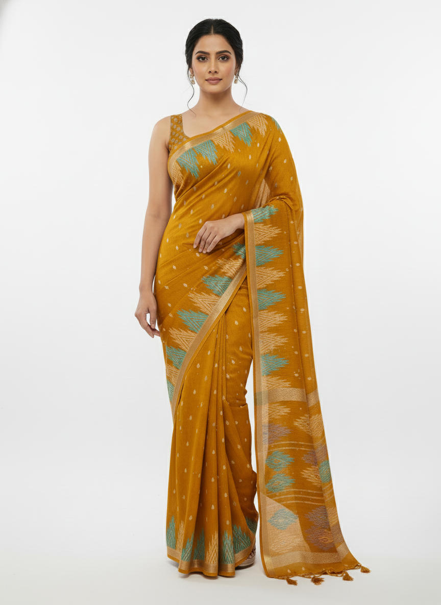 Pink Multicolor Saree with Pattern Print | AS-00114