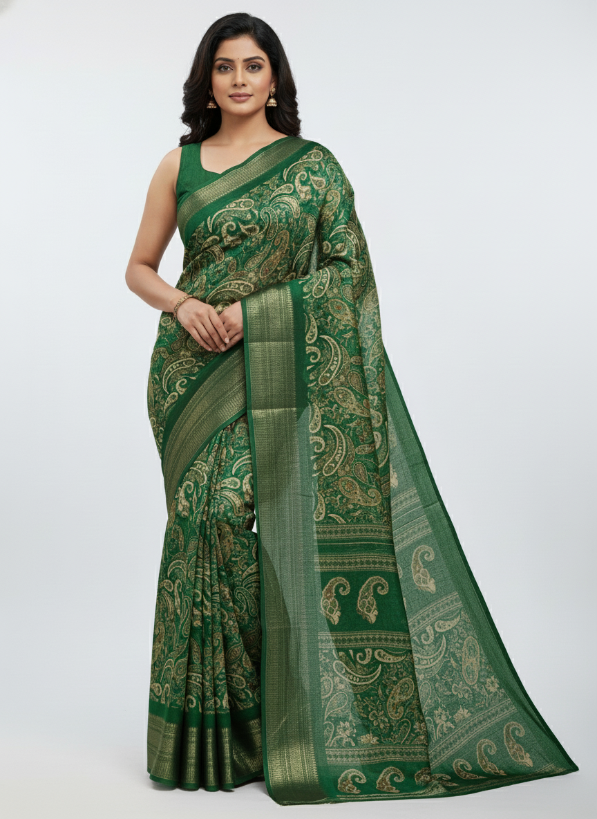Black Multicolor Saree with Pattern Print | AS-00109