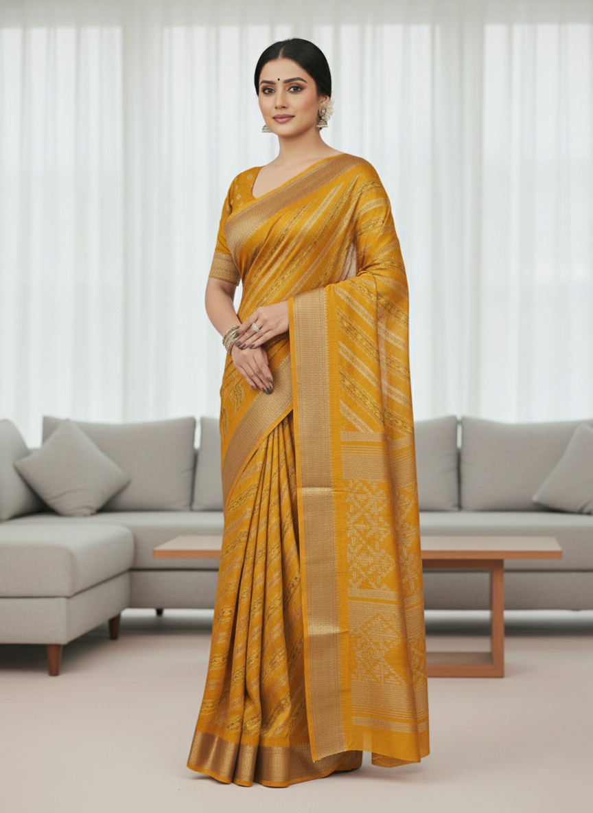 Emerald green Printed Soft chiffon Saree | AS-0097