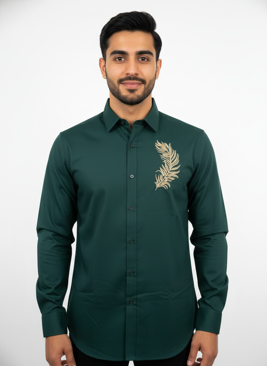 Men full sleeves thread work shirt| AS-M08