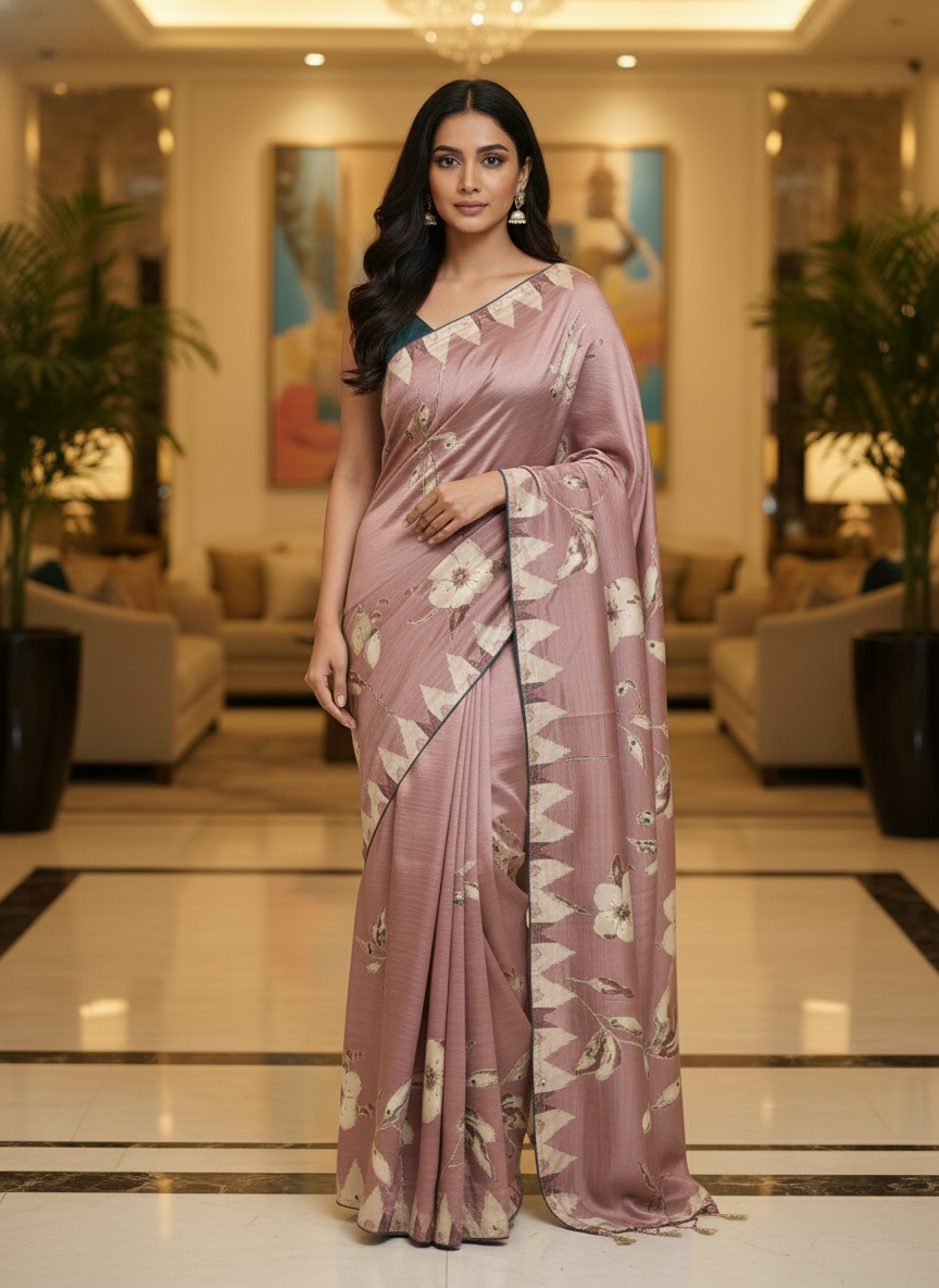 Light Blue Multicolor Saree with Pattern Print | AS-00116