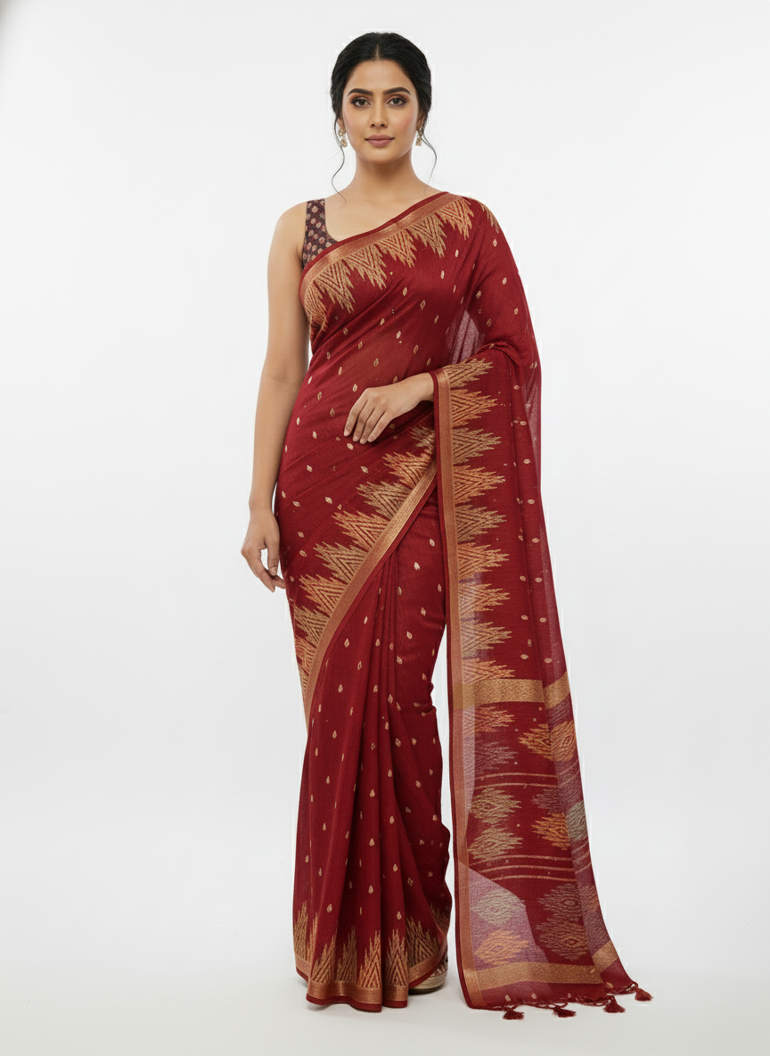 Pink Multicolor Saree with Pattern Print | AS-00114