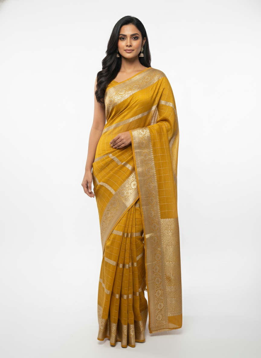Parrot green  Silk Saree with Woven Border| AS-00242