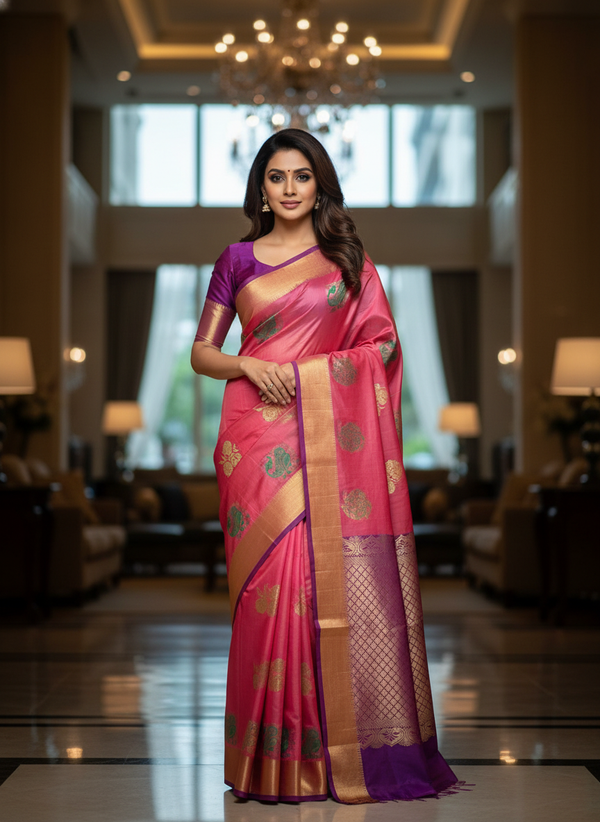 Silk Saree in  with Zari Border|AS-0060