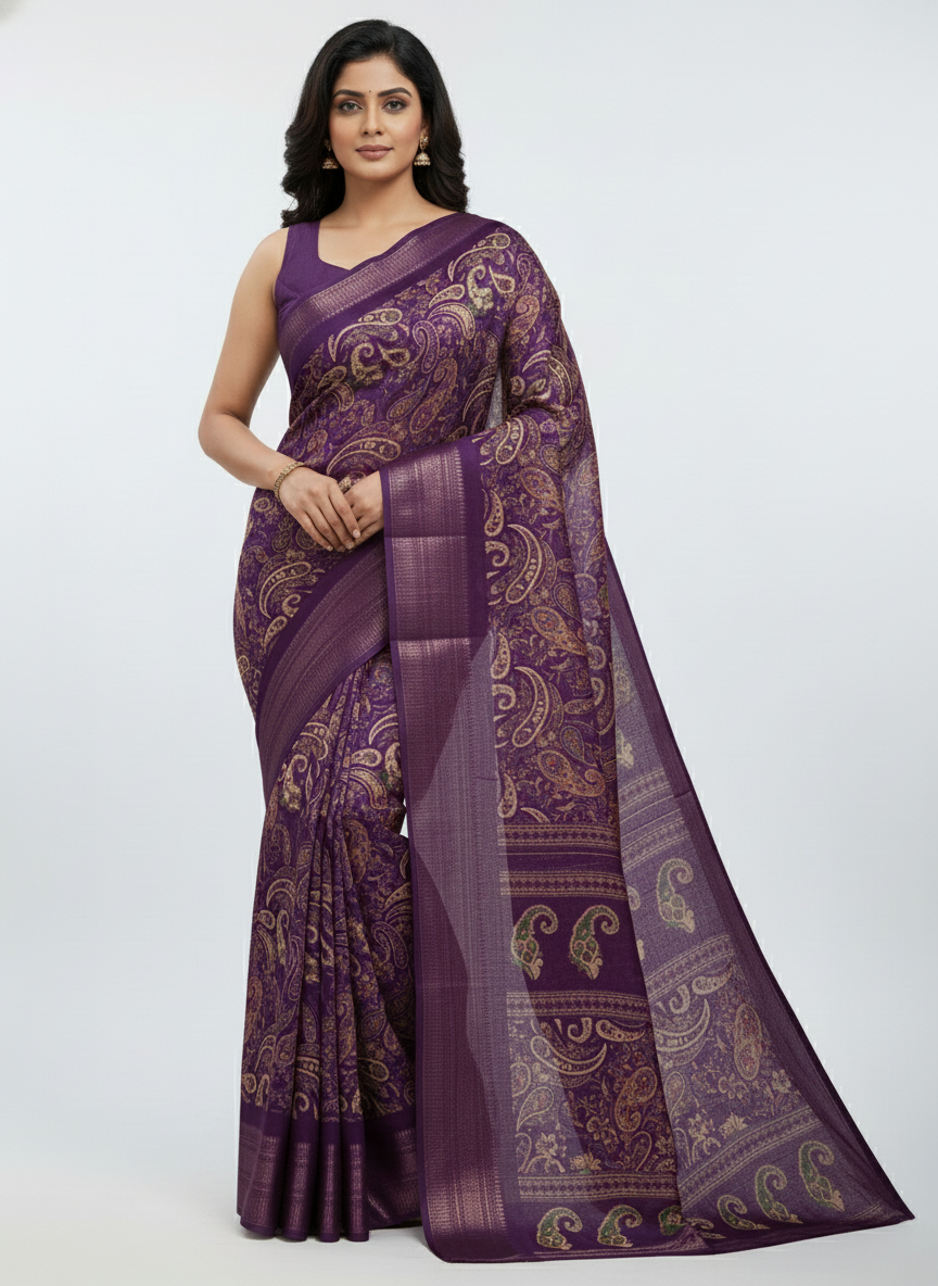Black Multicolor Saree with Pattern Print | AS-00109