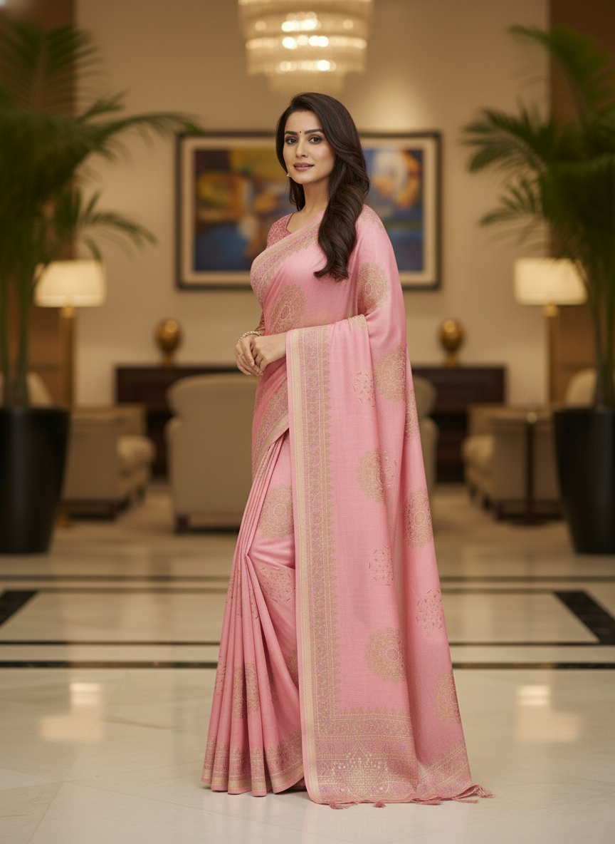 Red Multicolor Saree with Pattern Print | AS-00107