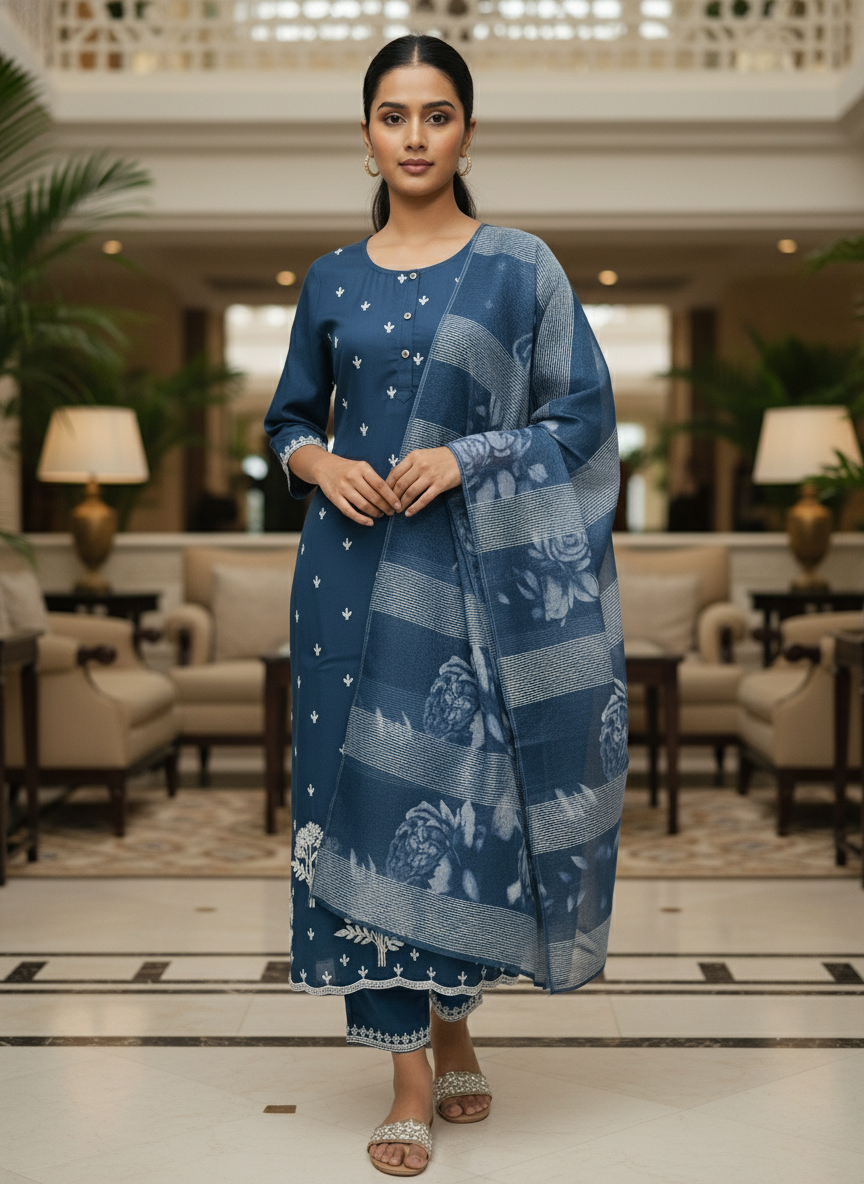 Elegant wine Kurta Set with Banarasi Dupatta| AS-00191