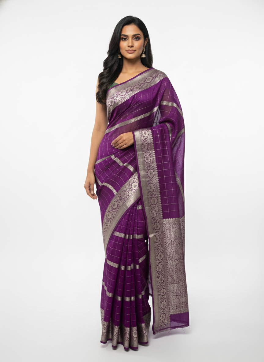 Parrot green  Silk Saree with Woven Border| AS-00242