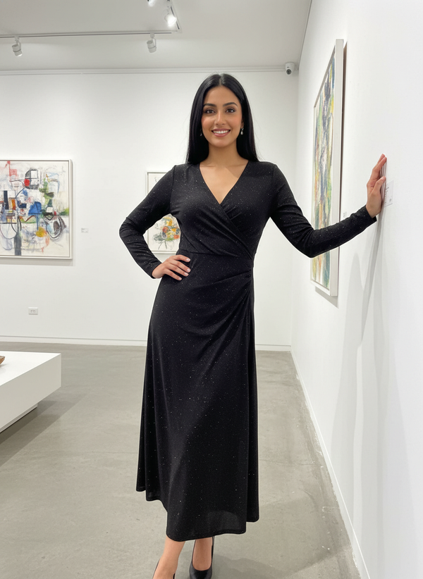 The Black Shimmering comfort party  Dress| AS-00186