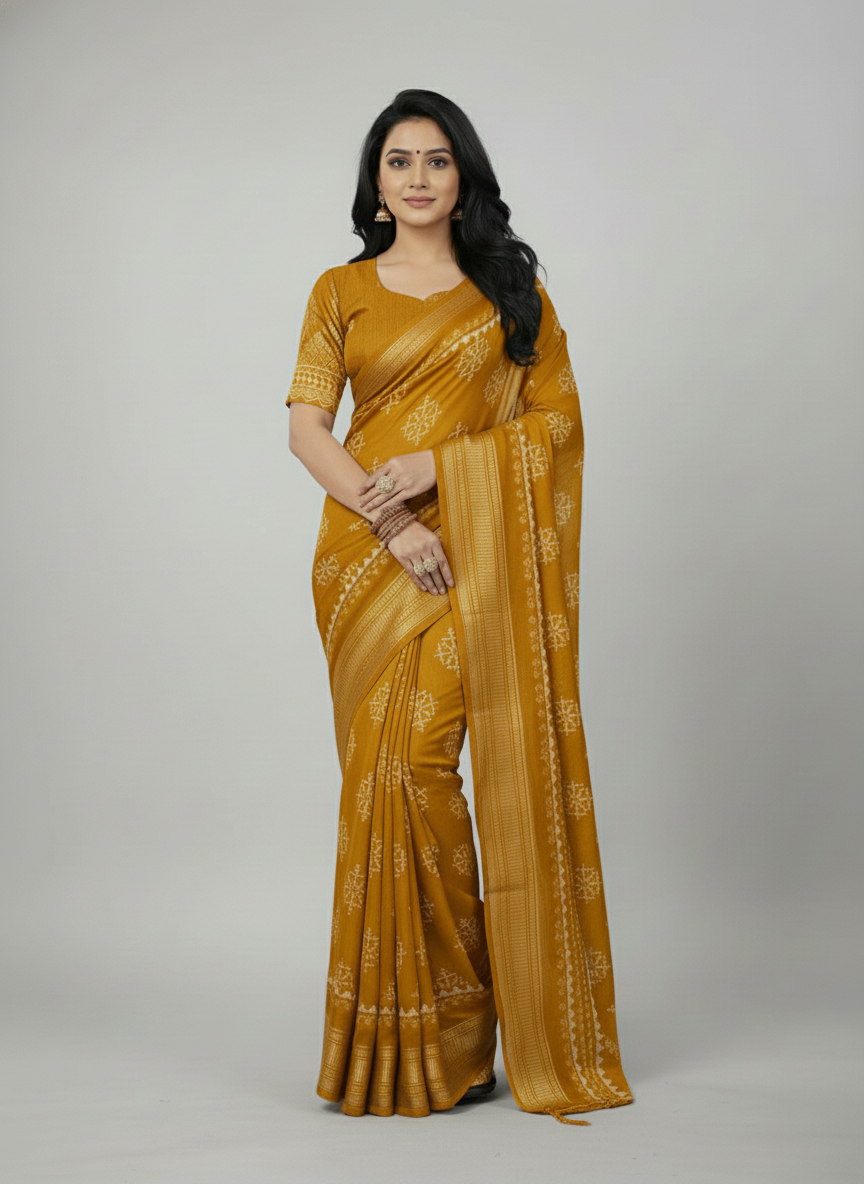 Maroon Floral Printed Chiffon Saree with Border| AS-00103