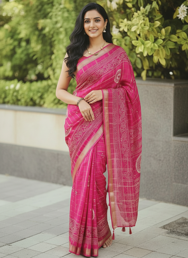Maroon Floral Printed Chiffon Saree with Border| AS-00102