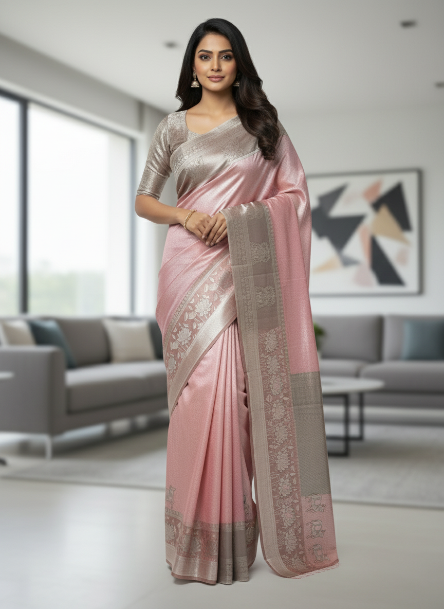 Semi silk Kanchipuram With Butta Design| AS-00135