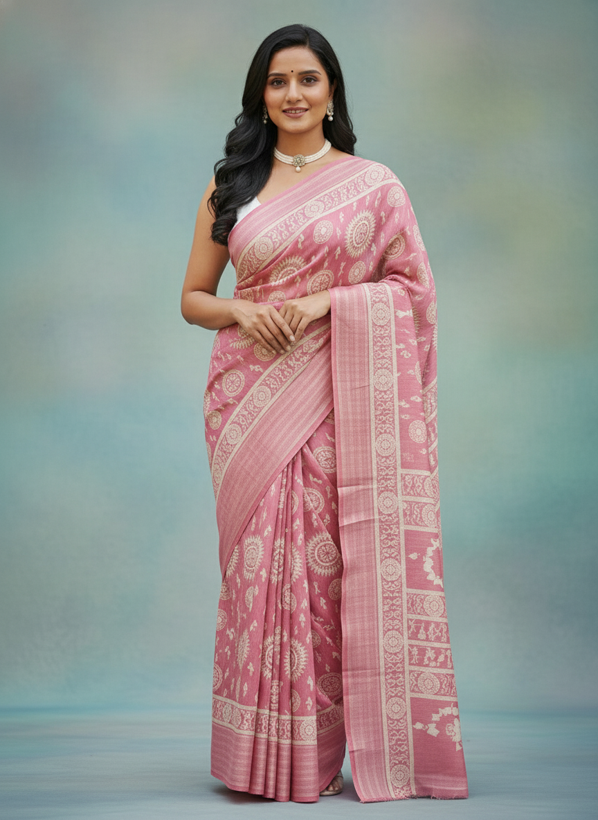 Emerald rama green Printed Soft chiffon Saree | AS-0089