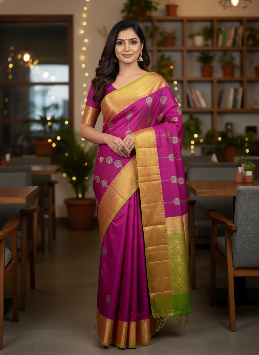 Purple  Pure Kancheepuram Silk Saree |AS-0076