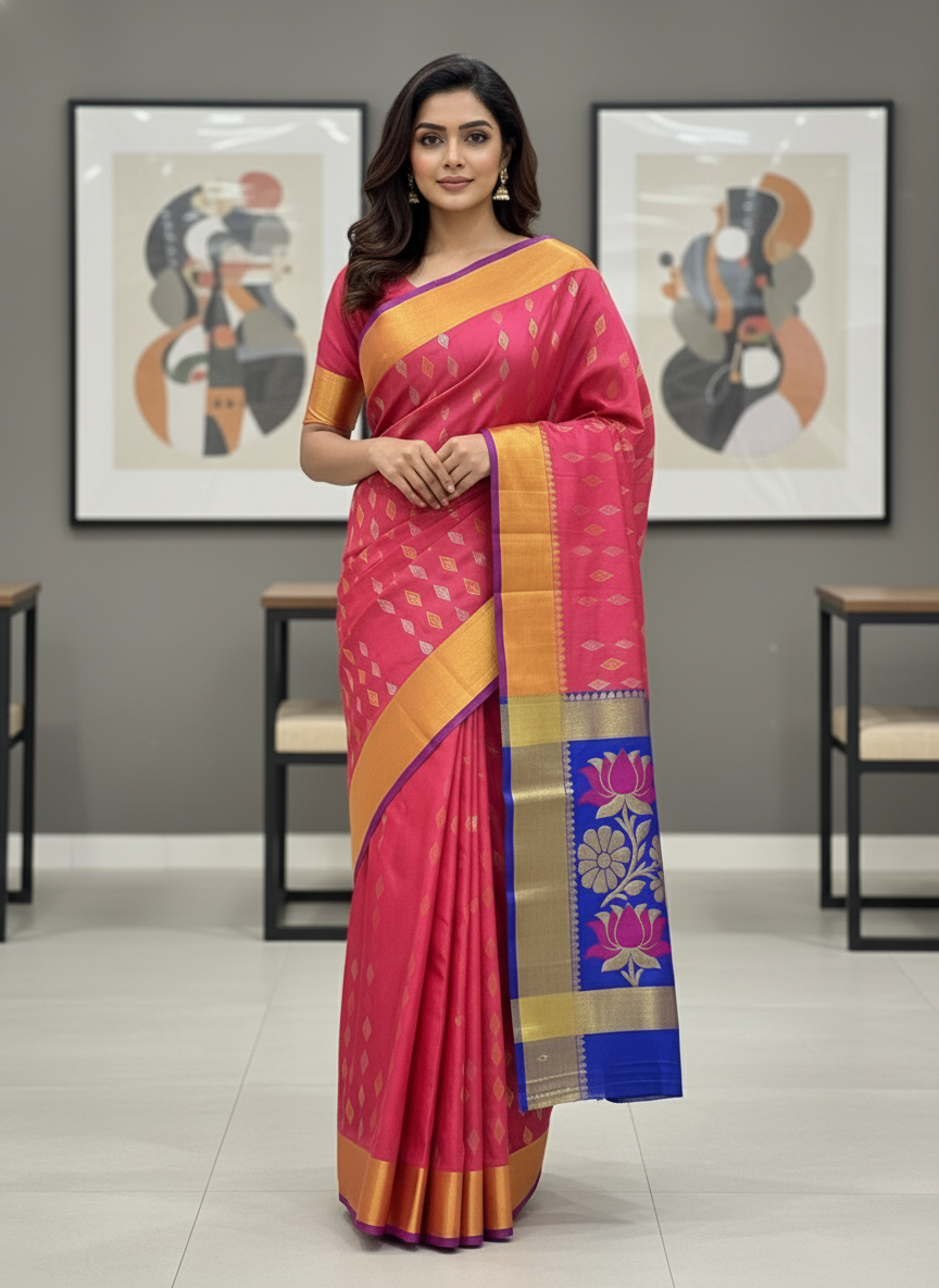 Peach Pure Kancheepuram Silk Saree |AS-0078