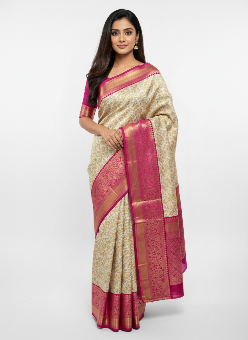 Rama Green Kanchipuram Silk Saree With Butta Design| AS-00119