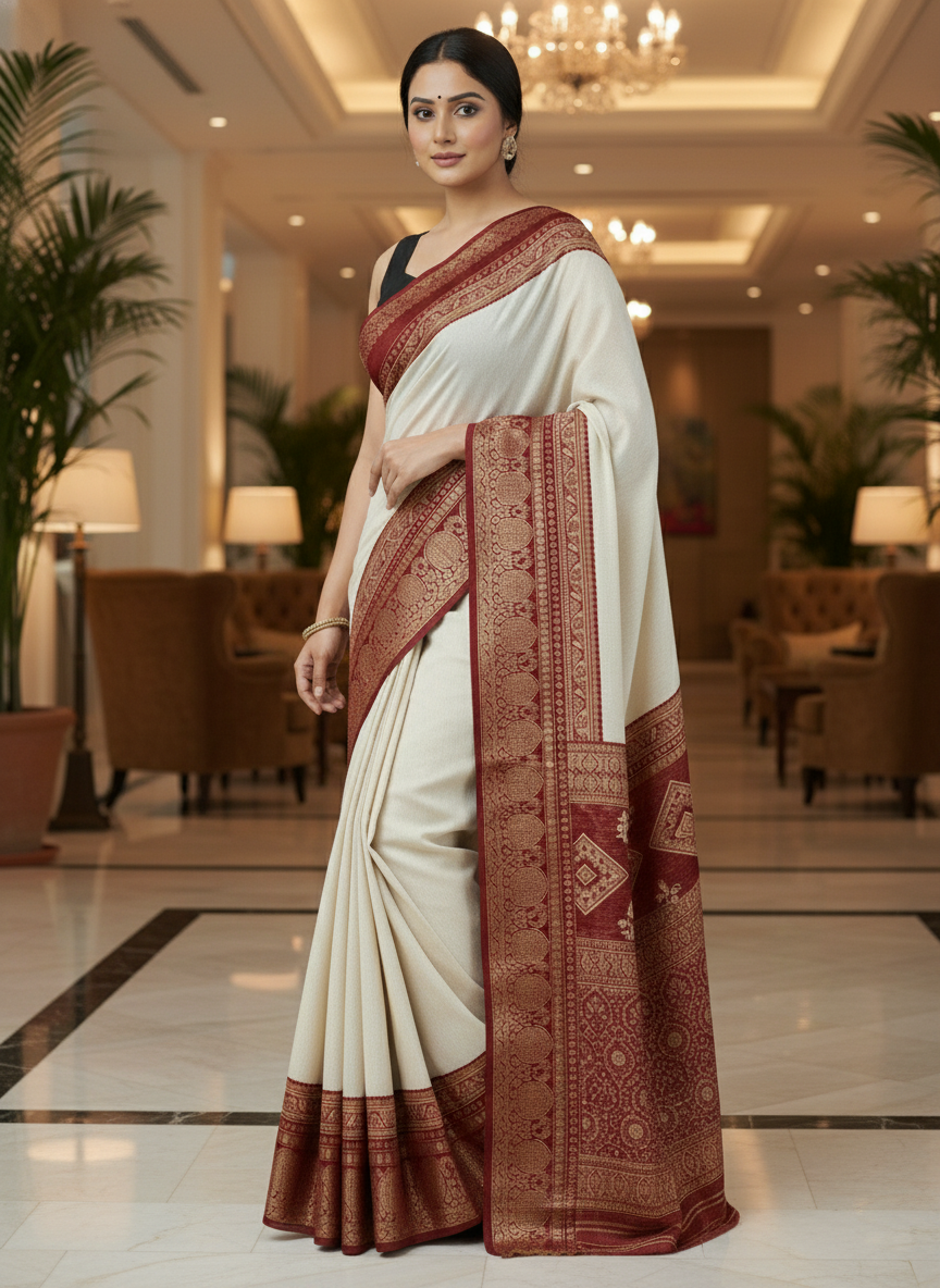 Emerald black border Printed Soft chiffon Saree | AS-0092