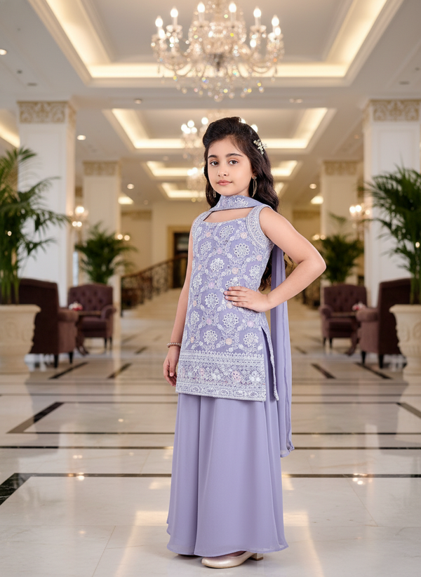 Lavender Lehenga Choli And Dupatta For Girls| AS-K16