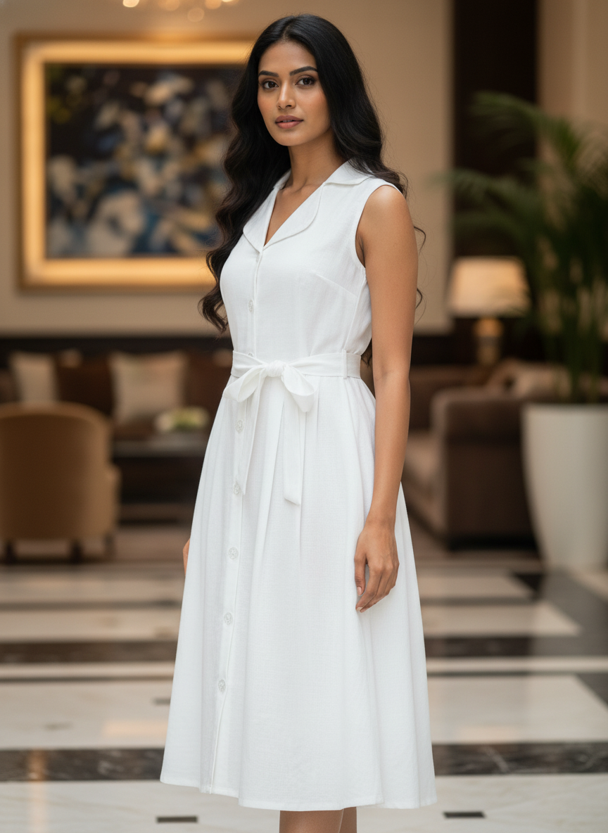 The White comfort party frock| AS-00189