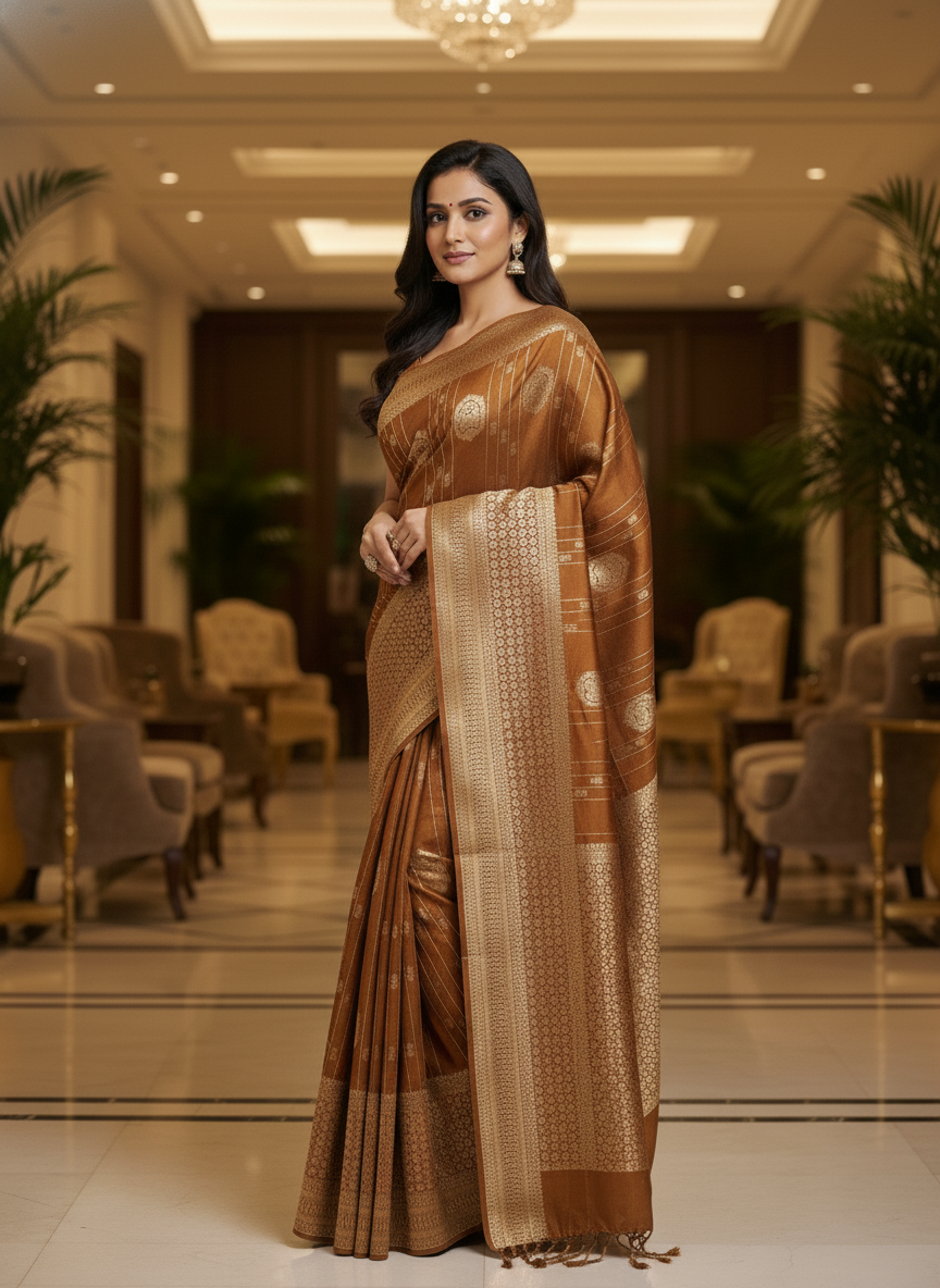 Navy Semi Silk Saree with Woven Border| AS-00247